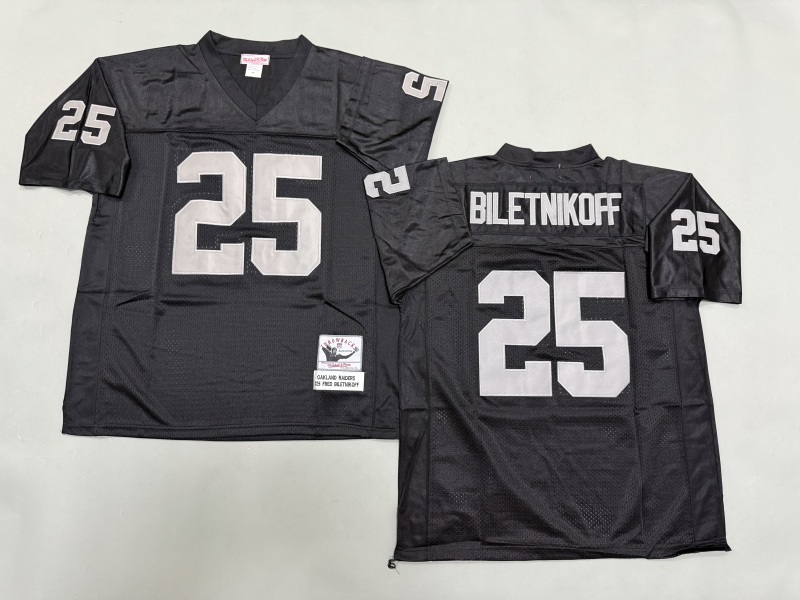 Men 2025 Nike Oakland Raiders #25 Biletnikoff Throwback Limited NFL Jersey style 001->oakland raiders->NFL Jersey